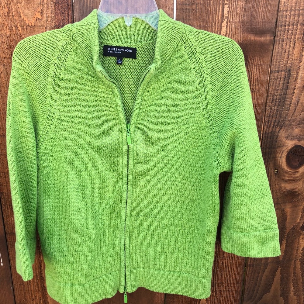Jones New York Green zip up cardigan/jacket.